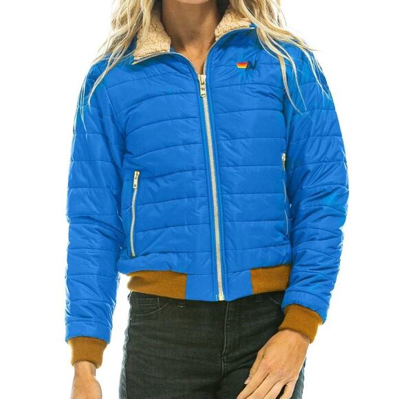 Aviator Nation Sunburst Winter Puffer Jacket- Dresden Blue Size Small - Picture 2 of 14